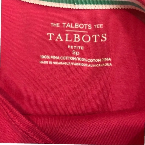 Talbots Tee Petite Tee Shirt Top Bright Pink Pima Cotton Petite Size Small - Picture 3 of 4